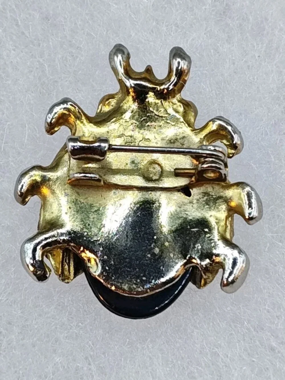 Vintage 3 Bug Incect Brooches Rhinestones Garden Ladybug Lapel Pins Gold Tone